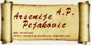 Arsenije Pejaković vizit kartica